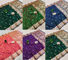 New Designer Soft Banarasi Silk Saree With Blouse For Function  Festival Wear