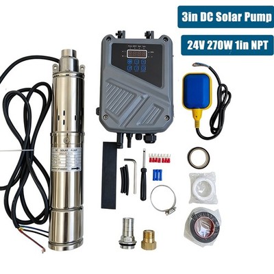 3'' Solar Pump Submersible Pump Bore DC 24V 270W Deep Well Pump + MPPT Controller