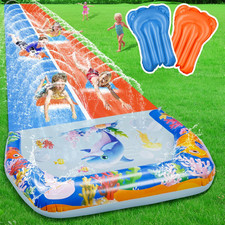40FT Double Slip and Water Slides for Kids Adults Backyard, Extra Long Lawn Wate