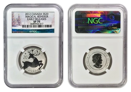 2012 Canada $20 Magical Reindeer Coin .9999 Fine Silver NGC SP70 Early Releases