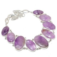 African Amethyst Oval Shape Gemstone Necklace Handmade Chain Jewelry 18