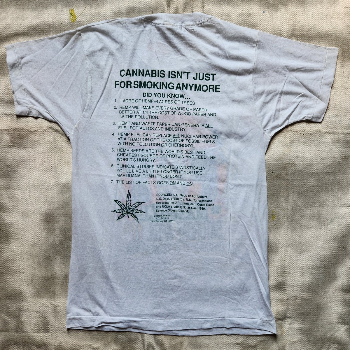Vtg 1992 Black Crowes Great Atlanta Pot Festival Shirt Large Weed