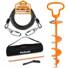 Petbobi Dog Tie Out Cable  Stake, Heavy Duty 20FT Lead for 300lbs Dog Black