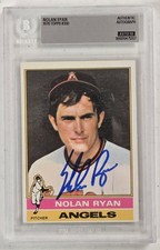 Nolan Ryan Signed 1976 Topps Baseball Card 330 Beckett Auto 10 California Angels