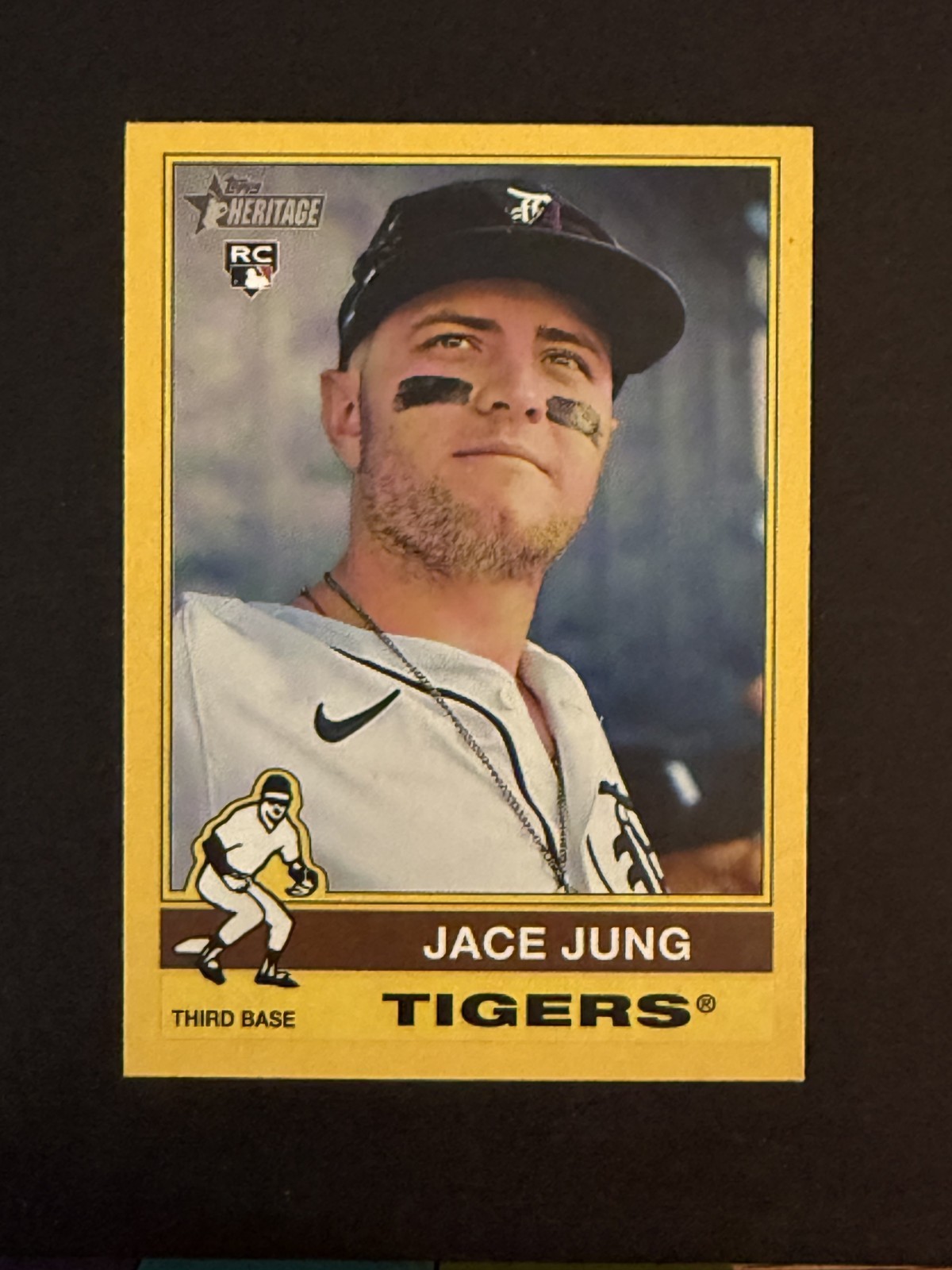 2025 Topps Heritage #71 Jace Jung RC- Dark Yellow Border - Detroit Tigers