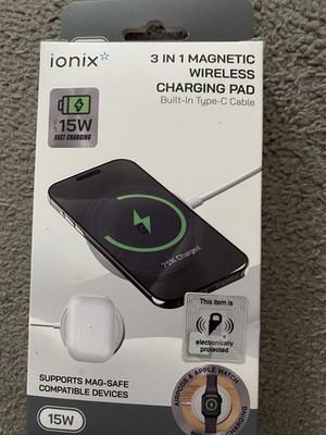 ionix 3 in 1 Magnetic Wireless Charging Pad 15W Type-C Cable MagSafe