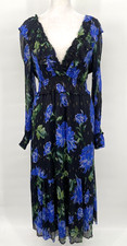 Anthropologie Ruffled V Neck Dress Women Medium Smocked Babydoll Midi Whimsigoth
