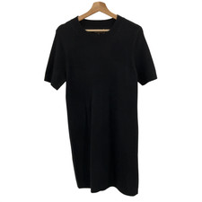 Quince Mongolian Cashmere Short Sleeve Mini Dress Black Basic Sleeved M