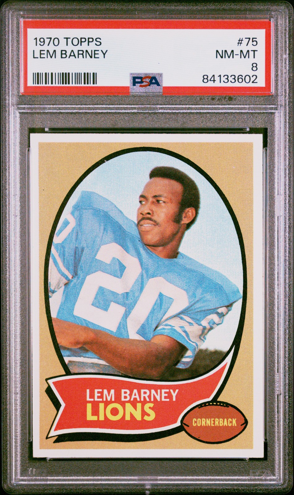 1970 Topps Football #75 Lem Barney RC PSA 8 NM-MT Detroit Lions HOF