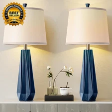 3 Color Temperature Table Lamps Set of 2 27'' Navy Blue Modern Table Lamp Living
