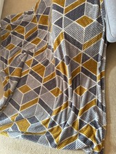 Yellow/mustard & grey throw