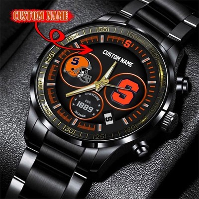 Syracuse Football Team Orange Black Stainless Steel Watch