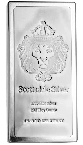 100 oz Scottsdale Stacker Silver Bar .999 Silver Bullion