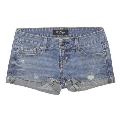 GUESS Short en Jean Bleu Décontracté Délavé Sans Finition W26 Taille S - Photo 1/4