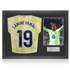Lamine Yamal Signed 2024-25 Barcelona Third Football Jersey. Icon Frame