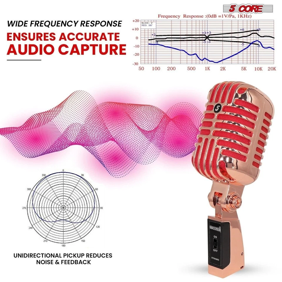 5Core Vintage Microphone Classic Dynamic Professional XLR Studio Retro Style Mic - Image 2 of 4