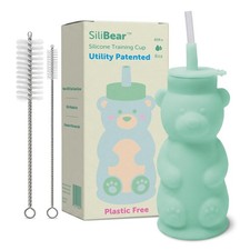 Honey Bear Straw Cup for Baby Soft Silicone Squeeze Training Straw Cup, L...