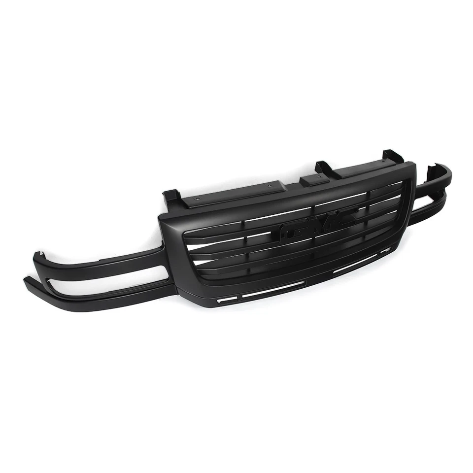 Front Upper Grille Assembly Matte Black For 2003-2007 GMC Sierra 2500 3500 HD - Image 3 of 4