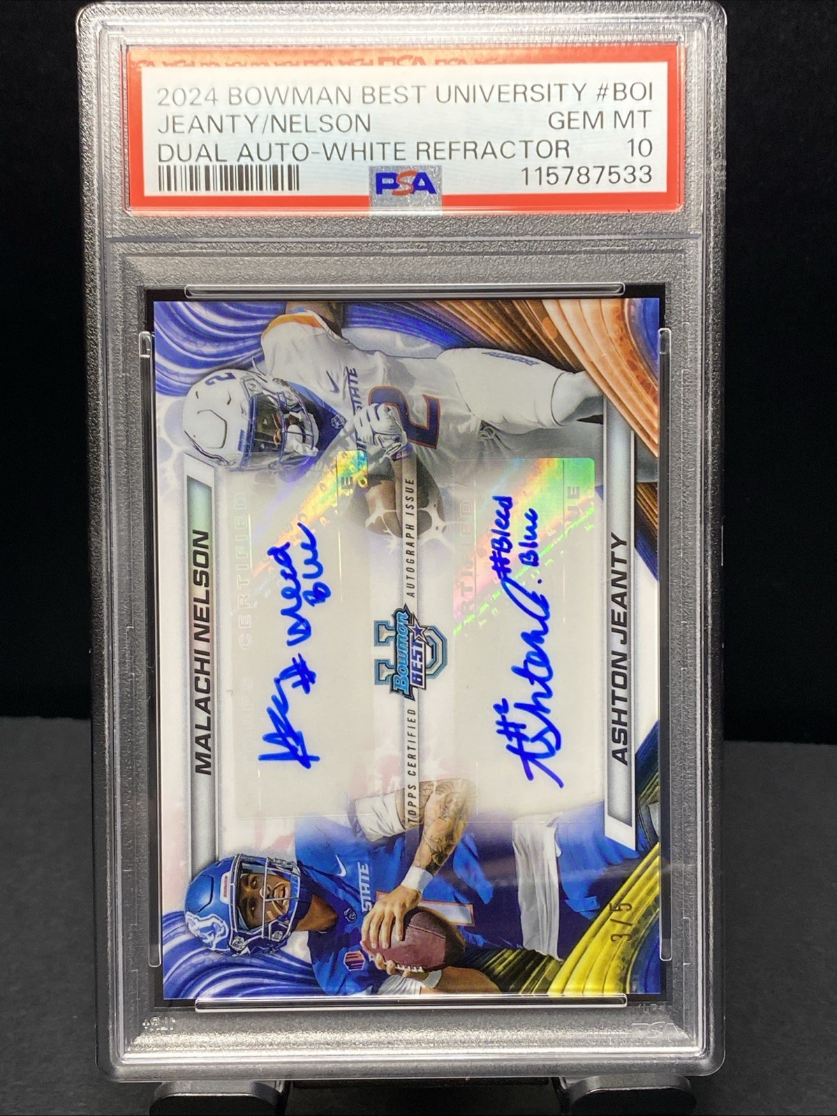 2024 Bowman Best U Jeanty/Nelson Dual Auto – White REF PSA 10 3/5 “BLEED BLUE “