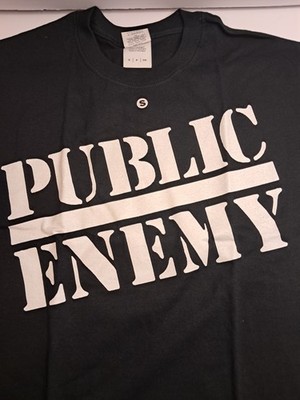 public enemy gildan 90s 00s 両面 Public Enemy Logo T-Shirt Men's Small Black 100% Cotton Band Tee