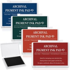 MotiMind 4 Pcs Archival Pigment Waterproof Ink Pad for Stamps 3.7 x 2.5 Inch ...