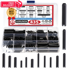 435pcs Roll Pin Assortment Kit -M1.5 to M6 435 pieces Metric Pins, Black