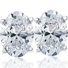 2 Ct Lab Grown Oval Shape Diamond Studs 14k White Gold Earrings