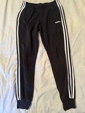 Ladies Small- Adidas Jogger Pants Black White 3 Stripes Track Athletic Stretch