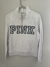 Victoria  s Secret PINK Sweatshirt Women's M 1/4 Zip Everyday Classic Logo