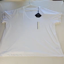 Ava & Viv Womens 3X White V-Neck Basic Tee Soft Cotton Casual Top
