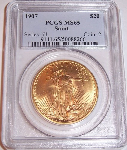1907 $20 Philadelphia GEM St Gaudens Double Eagle PCGS MS65!!!