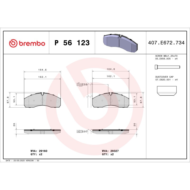 BREMBO P 56 123 Brake Pads Set Front for Nissan Cabstar