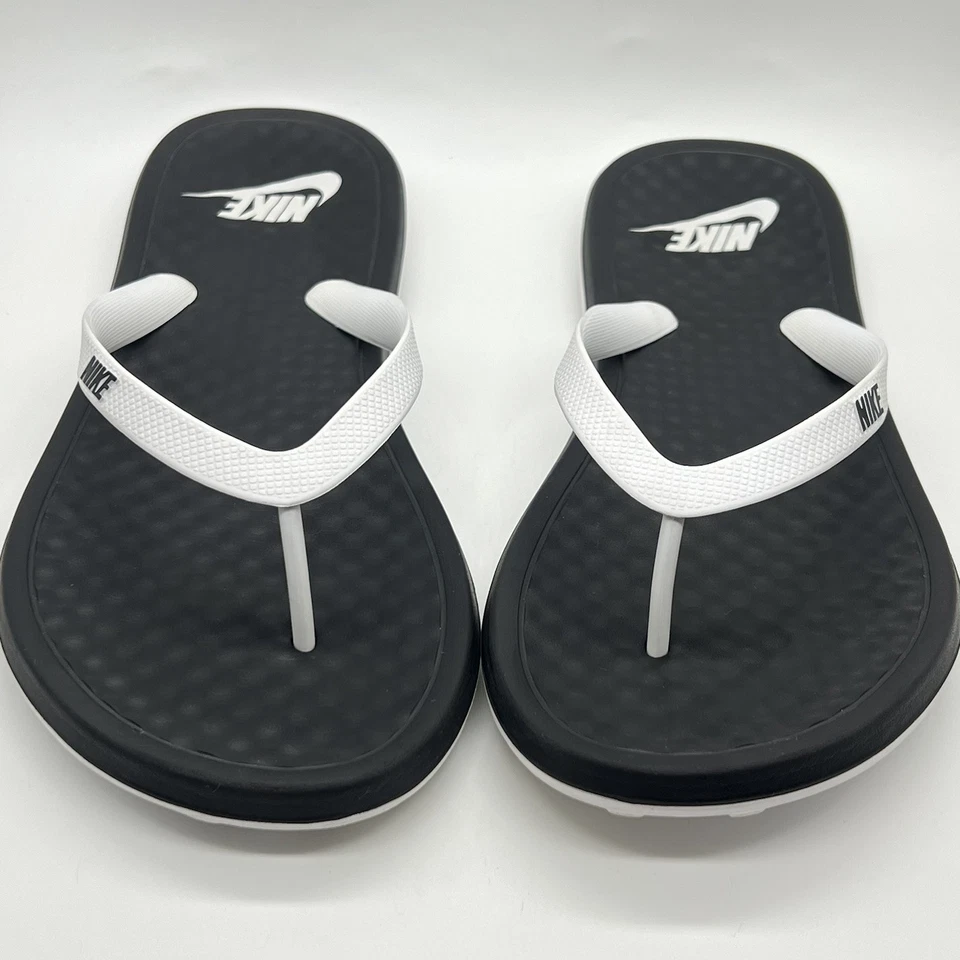 NIKE на палубе шлепанцы M 9/W 10 черный белый стринги сандалии комфорт пляж горки - Изображение 4 из 4