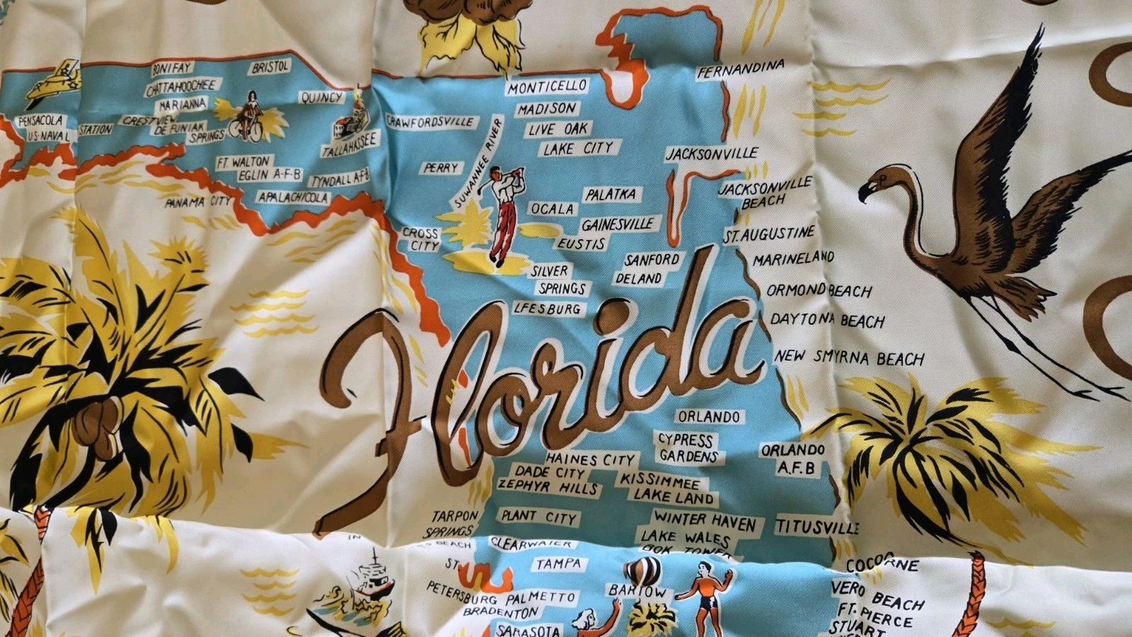 J.Crew Luxury Limited Edition Florida Map 100percent Silk Scarf image 3
