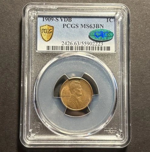 1909-S VDB Lincoln Wheat Cent — PCGS MS63 BN CAC ✅ Key Date 🔥