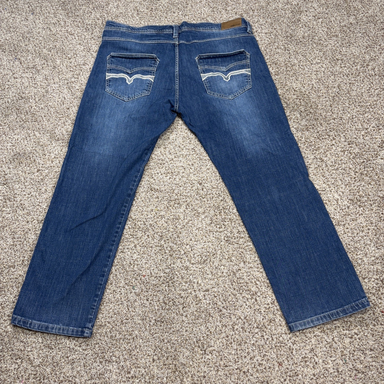 Focus Jeans Mens 44x32 Fits 43 X 29.5 Blue Denim Embroidered Pockets - View 13