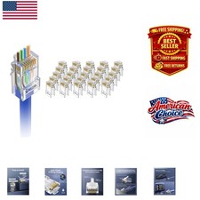 25-Pack Listed Cat6 RJ45 Pass Through Connectors - Gold Plated for 1000Mbps