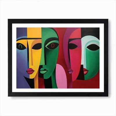 Four Faces 1 Kunstdruck gerahmt Wandbild Poster Leinwanddruck Bild