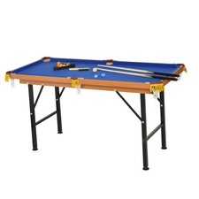 55 Inch Portable Game Table Folding Blue Billiards Table Set Includes Cues Balls
