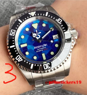 TANDORIO 3pcs custom 43mm NH35 automatic watch (print dial+engrave crown)