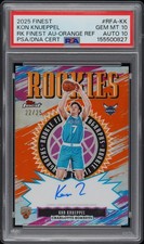 Kon Knueppel 2025 Topps Finest Rookies Orange Refractor Auto PSA 10 Gem #D 22/25