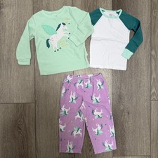 Carters 3PC Fleece Long Sleeve Top And Pants Pajama Set Unicorn 2t