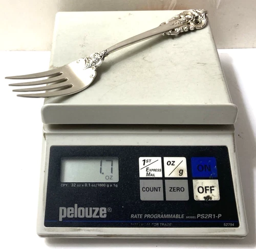 Vintage Wallace Sterling Silver "Grande Baroque" Dessert Fork (1.7 Oz -47 Grams)