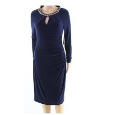 NEW Vince Camuto Embellished Neckline Sheath Dress Plus 18W navy $208, rushed