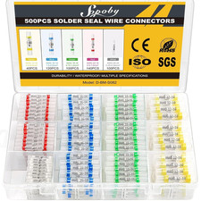 Sopoby 500PCS Solder Seal Wire Connectors, Self Soldering Heat 500PCS, Green