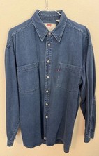 LEVI'S Vintage 1995 Men's Blue Stone Wash Denim Worker Button Shirt Size Large