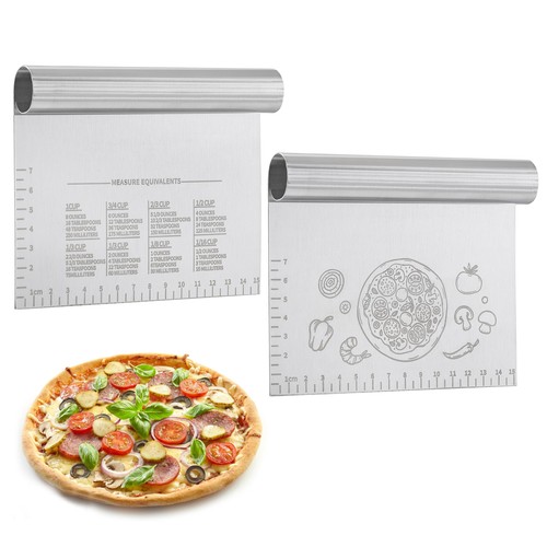 2PCS Bench Dough Scraper Cutter, LCCOWOT Stainless Steel 5.9*4.7, Silver  - Afbeelding 1 van 9