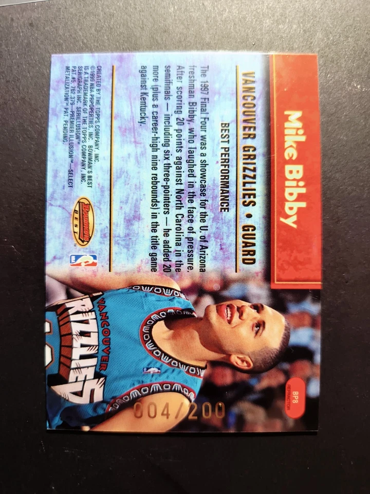 1998-99 Bowman's Best Best Performers Mike Bibby #BP8 (RC) Vancouver Grizzlies - Image 2 of 2