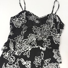 American Eagle Black White Floral Peplum Mini Dress Sweetheart Womens Size 2