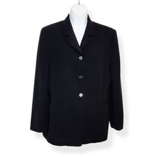 INC International Concepts Black 3 Button Blazer Career Jacket Women's Size 12